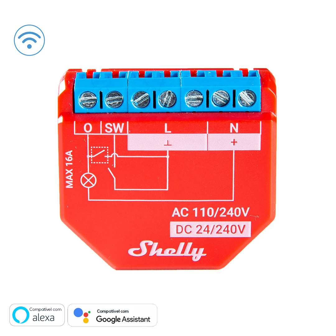 Módulo interruptor para automação WiFi (110-230VAC) -24-30VDC - Shelly PLUS 1PM