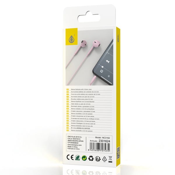 Auricular One Plus Nc3162 Rosa 3.5mm Jack Plug, High Clarity Design - Image 2