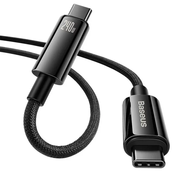 Cabo USB-C ? USB-C 240W PD c/ revestimento de nylon e fichas metálicas - preto - 3.0m - Image 2