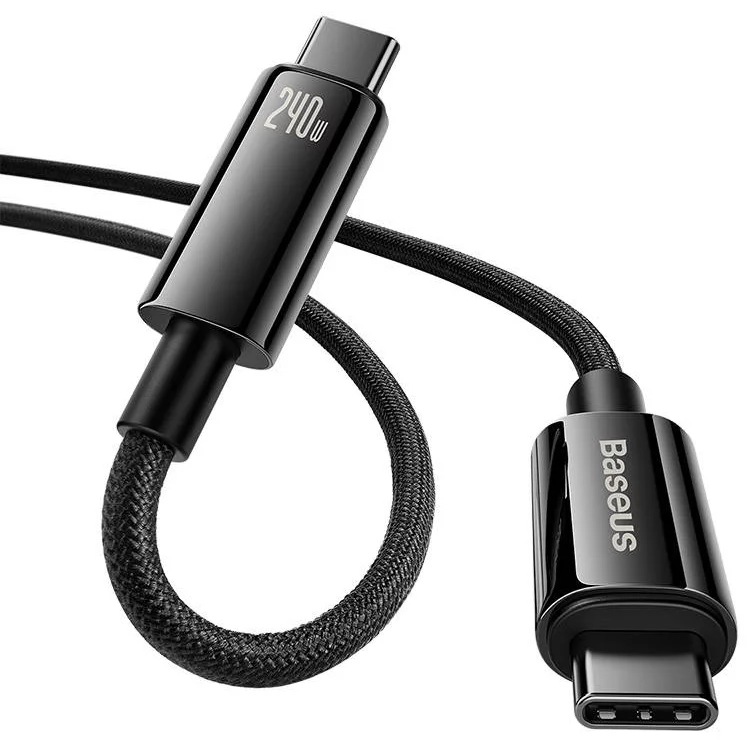 Cabo USB-C ? USB-C 240W PD c/ revestimento de nylon e fichas metálicas - preto - 3.0m - Image 2
