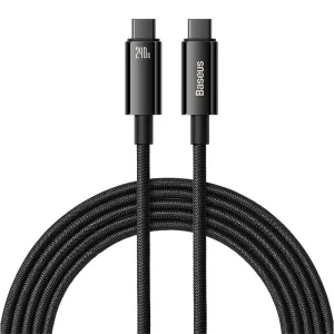 Cabo USB-C ? USB-C 240W PD c/ revestimento de nylon e fichas metálicas - preto - 3.0m