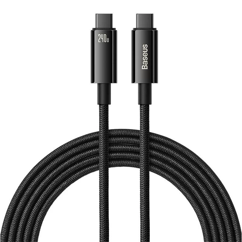 Cabo USB-C ? USB-C 240W PD c/ revestimento de nylon e fichas metálicas - preto - 3.0m