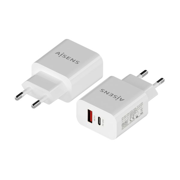 Carregador USB-A + USB-C (QC3.0 + PD3.0) 20W