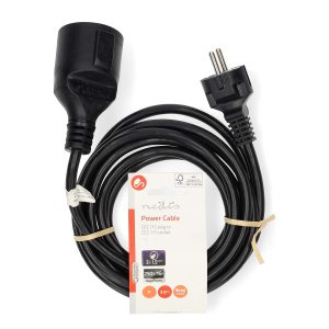 Extensão Schuko (3G 1.5mm2) - preta - 3.0m -  Nedis