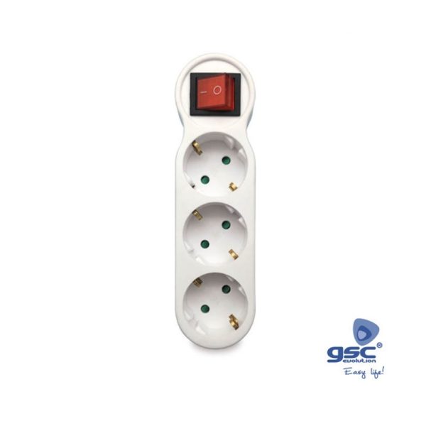 Ficha schuko tripla 3680W com interruptor