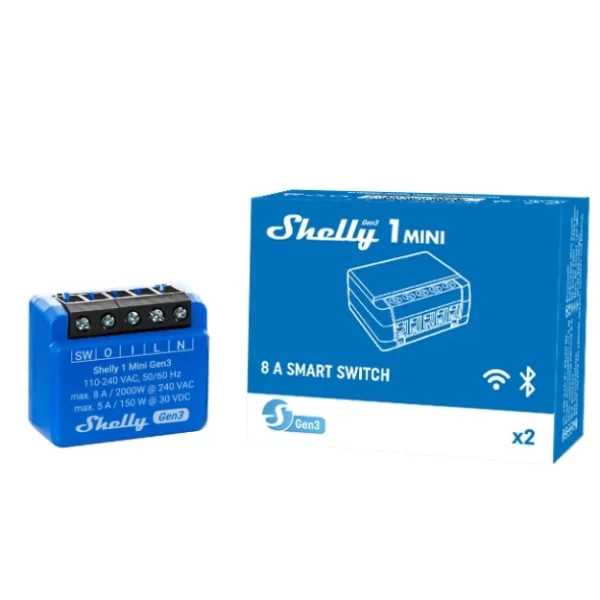 Mini módulo interruptor para automação WiFi 110/240VAC - 8A - Shelly 1 Mini Gen3 - Image 3
